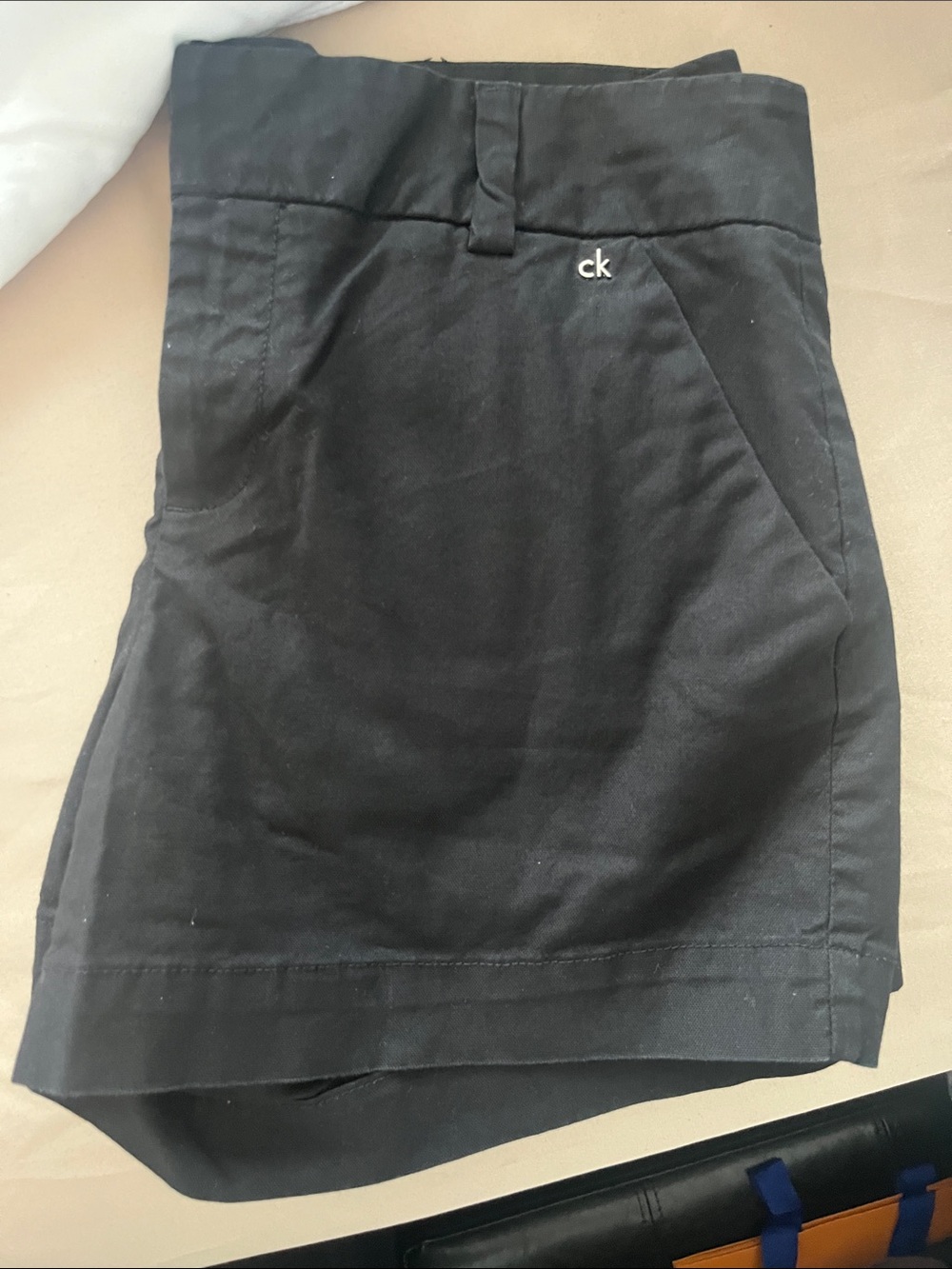 Calvin Klein Black Cotton Blend Tailored Shorts